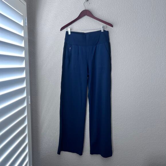 Athleta Nolita Wide Leg Straight Pant Athletic Nylon Medium Navy Blue - Picture 2 of 10